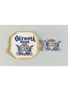 Vintage Olympia Beer Uniform Jacket Patches Lot Gold Horseshoe Logo 70s Retro